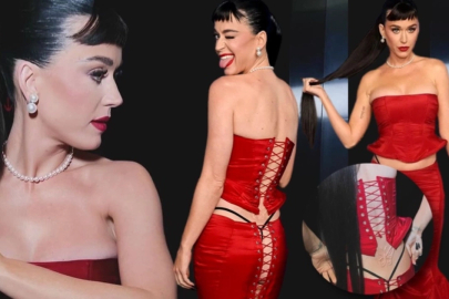 Katy Perry kelebeğini göstermek için çabaladı!