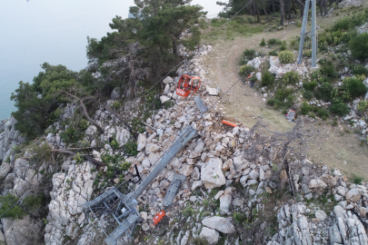 Antalya'daki teleferik kazası havadan görüntülendi