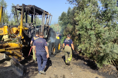 Bursa'da iş makinesi alevlere teslim oldu