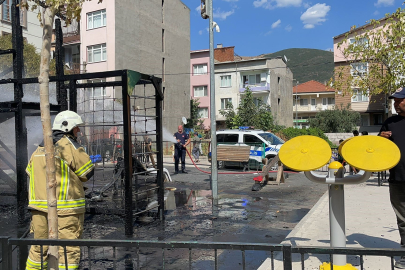 Bursa Gemlik'te çıkan yangından çocuk parkı alevlere teslim oldu