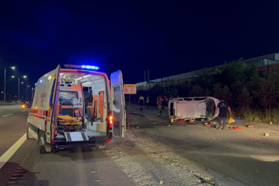 Kuzey Marmara Otoyolu’nda otomobil takla attı!