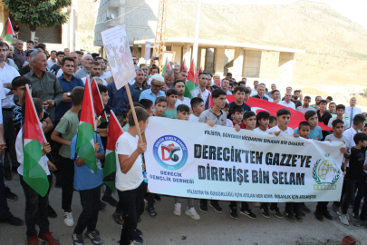 Hakkari Derecik'te Filistin'e destek yürüyüşü yapıldı