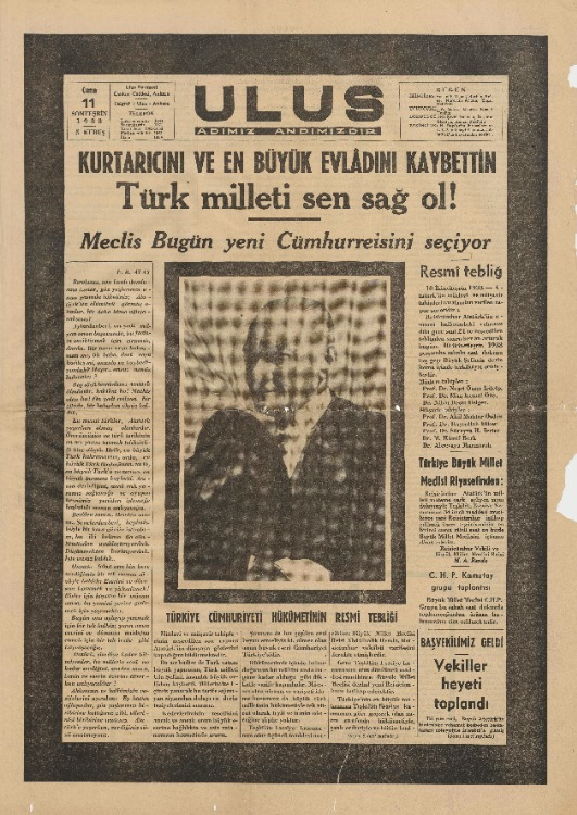 Ulus Gazetesi - 11 Kasım 1938