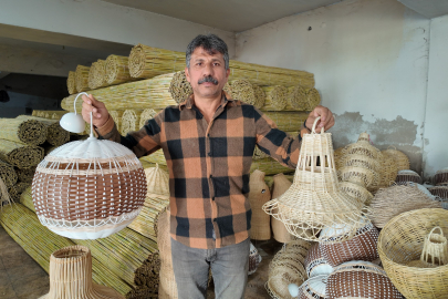 Ilıcabaşı'nda üretilen rattan avizeler moda oldu