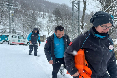 Kar sebebiyle yolu kapanan köydeki hasta için seferber oldular