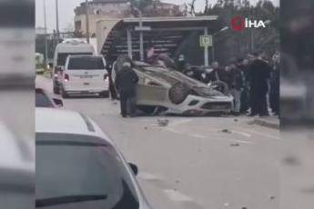 Takla atan otomobilden burnu bile kanamadan çıktı