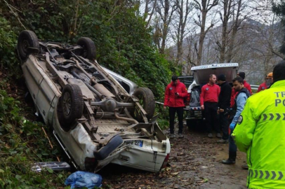 Rize'de araç uçurumdan yuvarlandı: 1 ölü