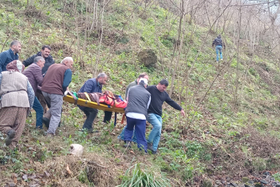 Trabzon'da dereye uçan araçta 2 kişi yaralandı