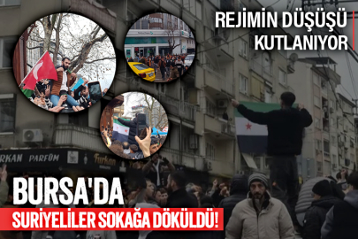 Bursa'da Suriyeliler sokağa döküldü! Rejimin düşüşü kutlanıyor