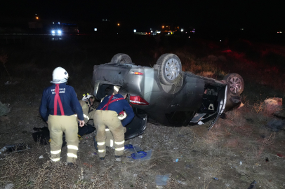 Takla atan otomobilin sürücüsü kaza sonrası ortadan kayboldu