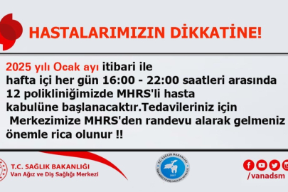 Van ADSM'de akşam polikliniği hizmeti başlıyor