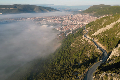 Muğla'da sis bulutu görsel şölen oluşturdu