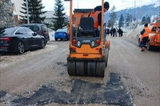 Bursa Uludağ'da yağışların ardından yol tamiri