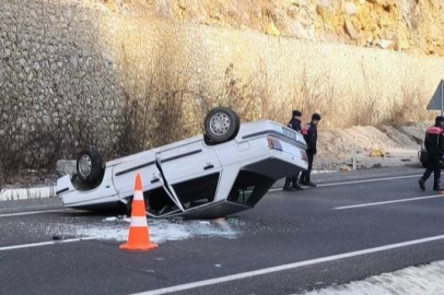 Zonguldak'ta otomobil kontrolden çıkarak takla attı